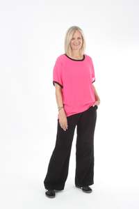 Zoe Dress: Zoey Top - Hot Pink black Trims