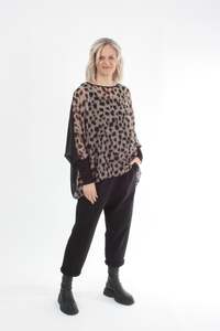 Alexa Top - Spot Print - Black with Black Cuffs - Pre Order