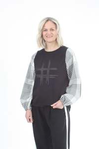 Alice Top: Alice Top - Black - Black Check - Hash Print