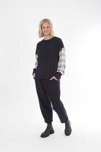 Quinn Top - Navy - Navy and White Check - Pre Order