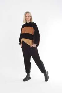 Sonia Top - Camel Toffee and Black Corduroy