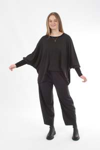 Alexa Top - Merino - Reversible Chocolate/Black - Black Cuff - Pre Order