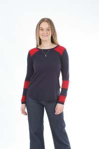 Milly Top - Merino Navy and Red