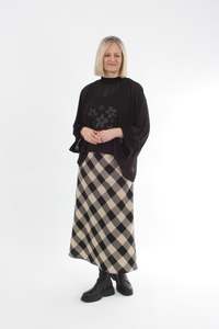Bias Skirt -  Black and Natural Check