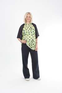 Emma Top - Navy lime floral