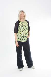 Elle Top: Elle Top - Navy lime floral