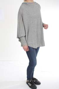 All Ponchos: Hooded Poncho - Grey Merino - Grey trims - Pre-Order 2-3 weeks