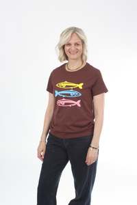 Tees: Tee Shirt - Chocolate - Fish Print