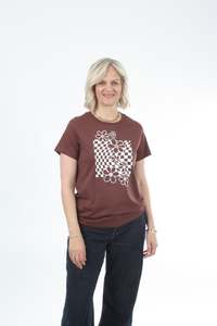 Tees: Tee Shirt - Chocolate - Checkerboard Print