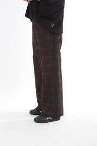 Olivia Pants - Chocolate Check with Black stripe