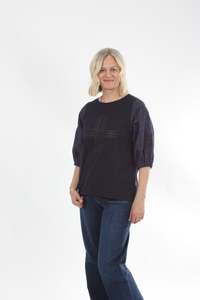 Bennie Top: Bennie Top - Navy - Navy Patch sleeve