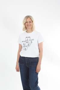 Tee Shirt - White with Black faces print