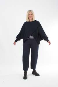 Cross Over Jumper - Navy Wool