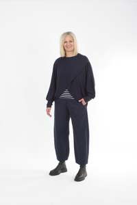 Cross Over Jumper - Navy Merino