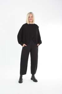 Cross Over Jumper - Black Merino