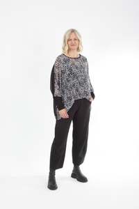 Wear Pink: Alexa Top - Small Spot Print - Black with Black Cuffs