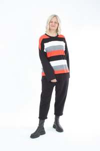 Black And White: Tracee Top - Orange, White and Black