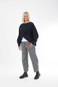 Jayne Pants - Navy White Stripe