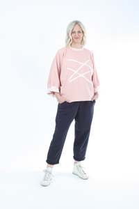 Latest: Trena Sweater - Pink - White Lines Print