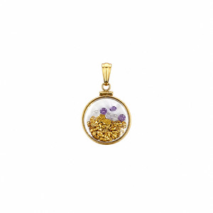 Extra Large 14ct Gold Bezel Pendant with Amethyst/CZ