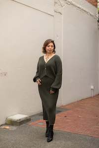 Clothing: Pre-order Aumihi Knit Skirt | Olive (Shipping early August)