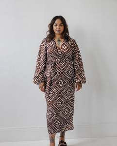 Pre Orders: Pre-order | Tāniko Wrap Dress - Brown