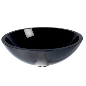 Lineabeta Glass Vessel Basin, Black, Ø 425mm