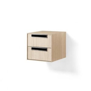 Lineabeta Bathroom Wall Unit, Whitened Wood & Chrome, 2 Drawers