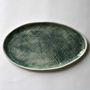Products: Teal hessian Oval Platter