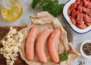 Products: Beef & Blue Cheese GF (x6 Sausages) - Waipawa Butchery