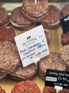 Pork, Cranberry & Chestnut Patties Waipawa Butchery