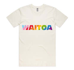 Merch: Waitoa Rainbow Tee – Unisex, White