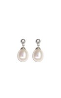 9ct white gold and diamond pearl drop earrings from Walker and Hall Jeweller - W&hellip;