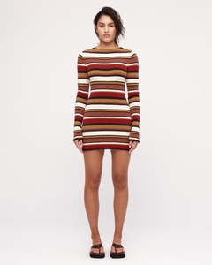 Textured Knit Mini Dress - Earth Stripe