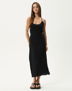Rumi - Seersucker Midi Dress - Black