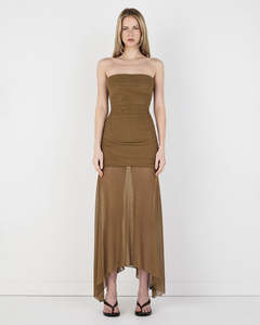 Womens Dresses: Zella Midi Dress - Khaki