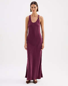 Womens Dresses: Amaya Cupro Dress - Merlot