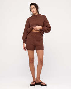 Womens Bottoms: Boucle Knit Short - Carob