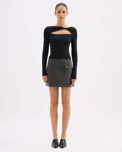 Womens Bottoms: Fosca Mini Skirt - Charcoal