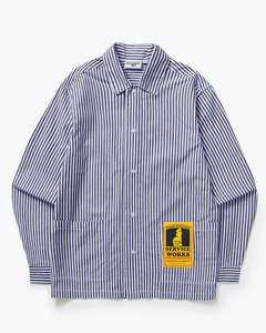 Mens Shirts: Poplin Stripe Waiter Shirt - Royal