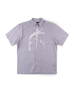 Mens Shirts: Vivian Boxy Stripe Short Sleeve Shirt - Grey