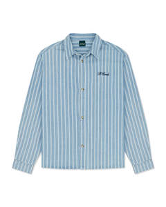 Mens Shirts: Crop Long Sleeve Shirt - Blue