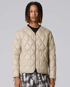 Military V-Neck W-Zip Down Jacket - G.Beige