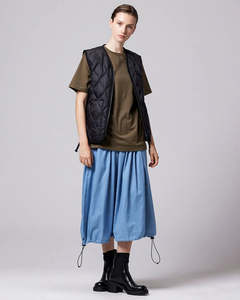 Military V-Neck W-Zip Down Vest - Black