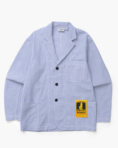 Mens Jackets Coats: Seersucker Server Suit Jacket - Navy Stripe