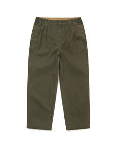 Double Pleated Wide Pant - Dark Olive