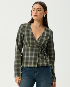 Jonah - Recycled Long Sleeve Top - Deep Olive Check