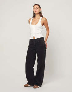 Abrand: 99 Heidi Low Baggy Jeans - Washed Black