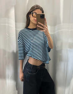 Lioness: Bloom Short Sleeve Top - Navy Sea Stripe