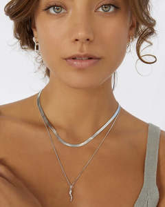 Arms Of Eve: Cornicello Silver Charm Necklace - Silver